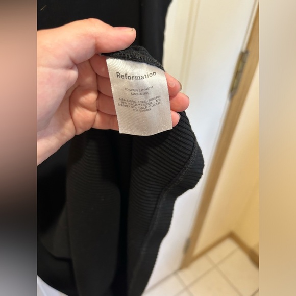 Reformation Size XL Black Tencel Ribbed Knit Sleeveless Mini Tank Dress - Picture 4 of 7